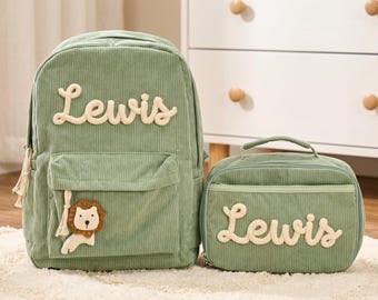 Conjunto de mochila infantil personalizada, mochila escolar con nombre personalizado, bolsa de almuerzo a juego, regalo de regreso a clases, mochila preescolar.