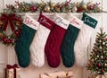 2026 Personalized Christmas Stockings, Xmas Embriodered Family Name Knit Holiday Stockings Gift, Custom Home Decor