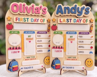 Custom First Day at School Sign, Back to School or Last Day Keepsake, Milestone Board, Homeschool Memories, Kindergarten Graduation Board