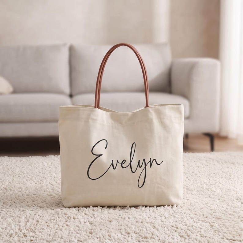 Personalized Bridesmaid Tote Bag, Custom Canvas Tote Bag, Bridal Party Gift,  Maid of Honor Gift, Gift for Her