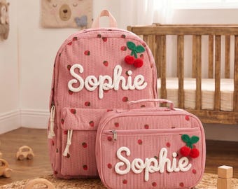 Mochila escolar personalizada, bolsa de almuerzo a juego, bolsa con nombre personalizado, regalo para la vuelta al cole de los niños