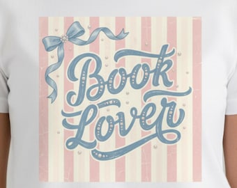 Amoureux des livres PNG Design, Png rayures preppy rat de bibliothèque, coquette noeud rayures rétro, sublimation livresque pastel, cadeau enseignant, téléchargement immédiat