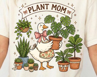 Plante maman PNG, oie mignon amateur de plantes, tendance amateur de plantes Png, vintage Mama Goose Png, sublimation PNG, téléchargement numérique