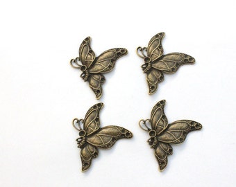 Butterfly Pendants Antique Bronze 10 PIECES (54.5mm long,48mm wide) Cabochon settings