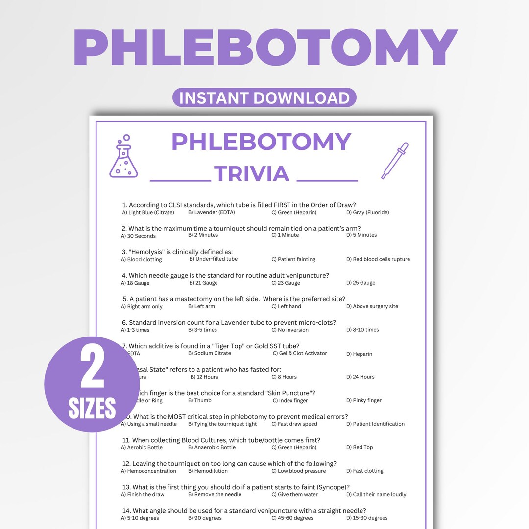 Lab Week Trivia Questions Phlebotomy Trivia Game, Lab Week 2026 Activity, Phlebotomist Coworkers ...