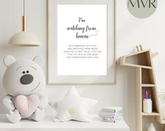 I'm Watching From Heaven Baby Shower Printable Sign, Wish You Were Here, I'll be There Memorial Sign