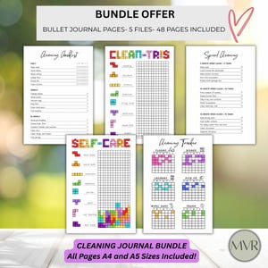 CLEANING JOURNAL BUNDLE. Printable Journal Pages. Digital Download. A4 & A5 Size with 23 Pages Each. Value Pack. Dots and No Dots