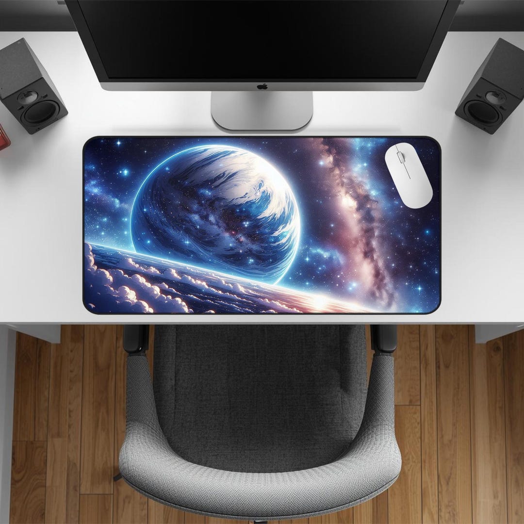 Galactic Planet Scene Desk Mat - Space Nebula Mouse Pad Surface - Etsy