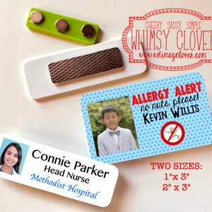 Custom Printed Personalized Magnetic Name Badge, Personalized Custom ID Tag, Healthcare Staff, Allergy Tag