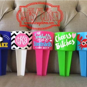 Personalized Beach Sand Spike Drink Holder, Monogrammed Spiker, Custom Beach Cup / Phone Holder -- Perfect for the Summer Beach Trips!