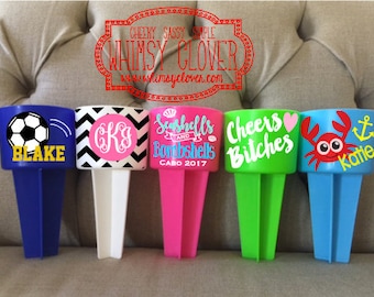 Personalized Beach Sand Spike Drink Holder, Monogrammed Spiker, Custom Beach Cup / Phone Holder -- Perfect for the Summer Beach Trips!