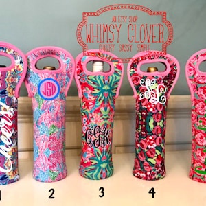 Custom Monogrammed/Personalized Neoprene Wine Bag, Perfect gift for Birthday, Housewarming, Girls&#39; Weekend,  Bridesmaids Gifts!