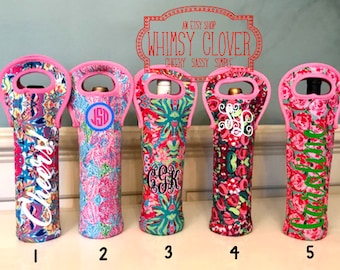 Custom Monogrammed/Personalized Neoprene Wine Bag, Perfect gift for Birthday, Housewarming, Girls' Weekend,  Bridesmaids Gifts!