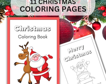 Kids Christmas Coloring Pages, 11 Printable Holiday Activities (Digital Download)