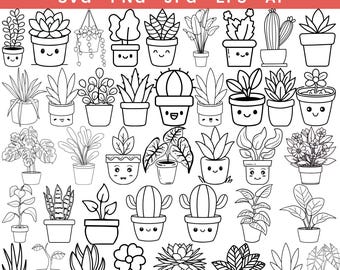 Houseplant SVG Bundle | Hand-Drawn Plant Clipart (Digital Download)