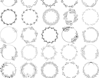 Floral Wreath SVG Bundle, Wedding Monogram Frames (Digital Download)