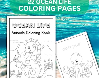 Meerestiere Malbuch: 22 Kawaii Meeresbewohner (Digitaler Download)