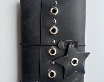 Vintage Gray Leather Journal Cover-A5 Size-Louise Carmen Equivalent | Just cover no keychain