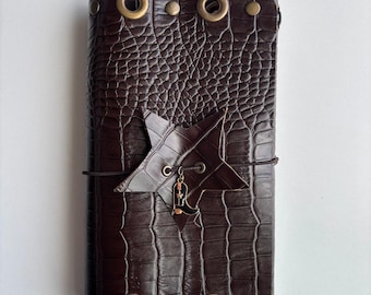 Louise Carmen Dupe -A5 Size-| brown croco color | cowgirl style