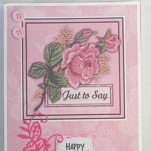 Pink Roses Birthday card, handmade cards, cards