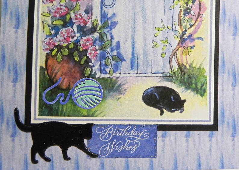 Cats and Flowers Birthday Card • Heartfelt Die Cut • Glitter Accents ...