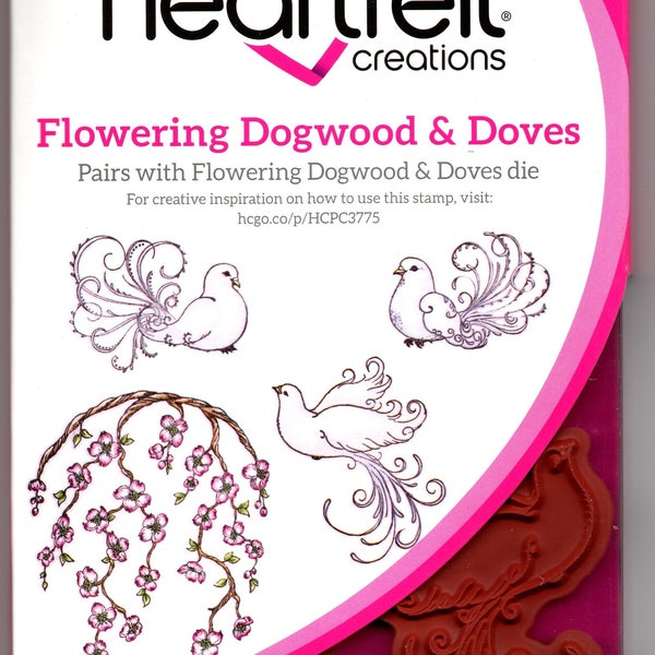 Heartfelt Creations Flowering Dogwood and Doves cling stamp set/ never been opened, red rubber stamps. stamps