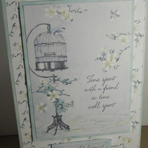 Blue Flowers and Birdcage Retirement card, handmade card, cards
