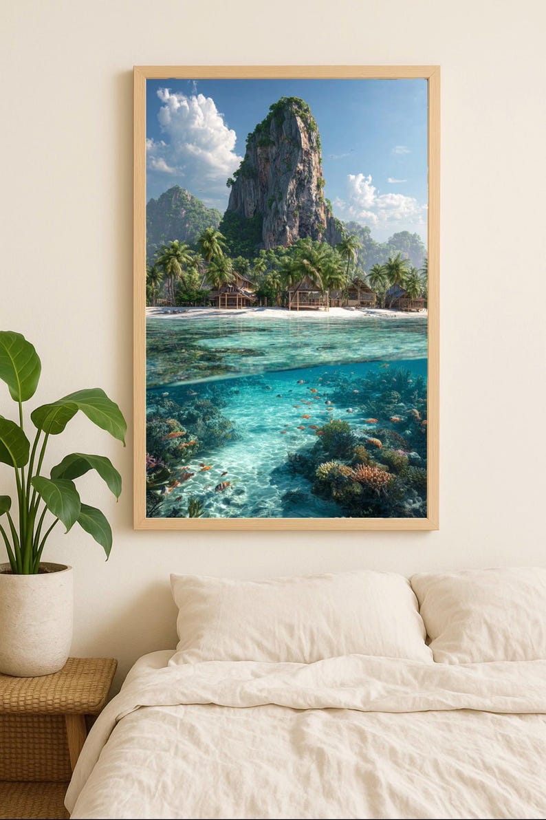 Motunui Panel Pattern Motunui Island Poster | Moana Inspired Tropical Wall Art | Ocean ...
