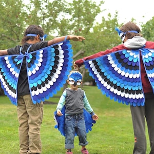 Blue Jay Costume Set / Wings and Mask / Made in USA / Eco-Friendly / Made from recycled plastic bottles /Available in all sizes /Tree + Vine