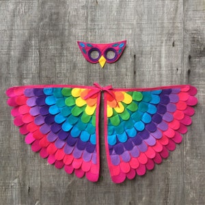 Pink Rainbow Owl Costume Set / Owl mask with fun flappable wings / kids owl costume / adult owl costume / eco-friendly and  handmade in USA