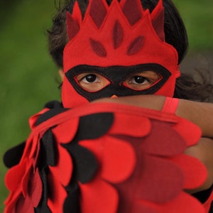 Cardinal Costume Set / Mask and flappable wings / Adult Cardinal Costume / Kids Cardinal Costume / eco-friend and made in the USA