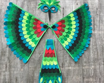 Hummingbird Costume // 3 pc set // Mask, Wings & Tail // Hummingbird Gift, Eco Friendly,  So Much Fun // Tree + Vine