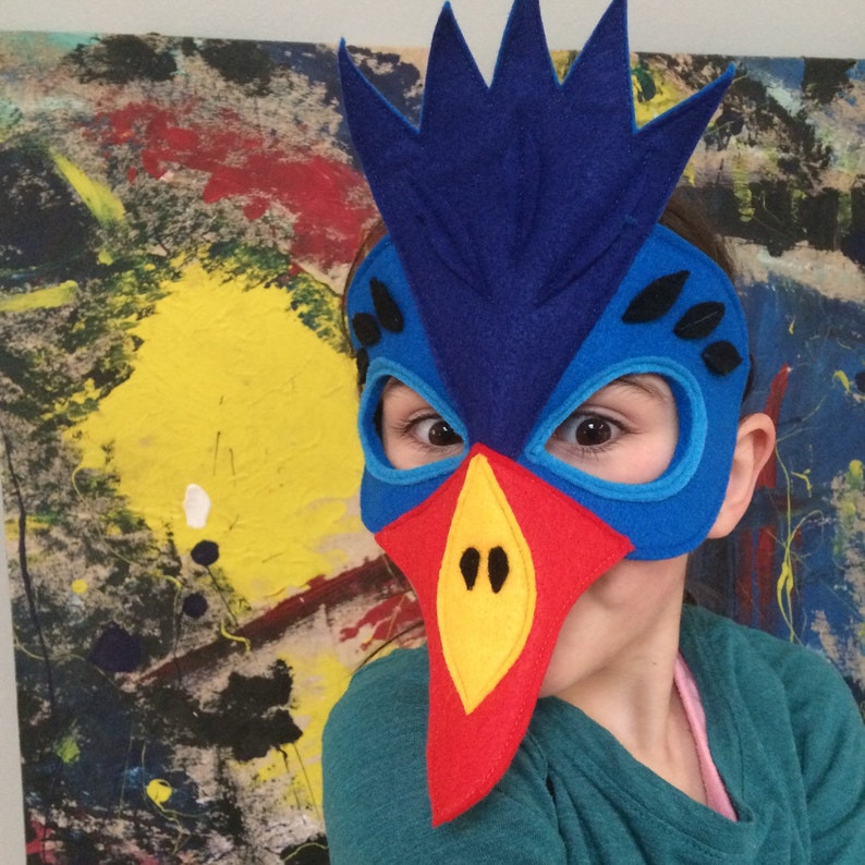 Blue Hornbill Costume Set / Felt mask and flappable wings / Fly like a bird / Great on stage / Kids bird costume / Made in USA with love image 4