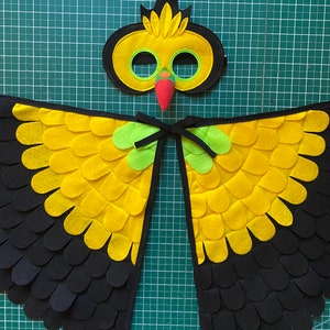 Toucan Costume/ Wings and Mask / 2pc set/ Toucan Disguise /  handmade in USA / soft wings and detailed mask