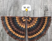 TreeAndVine Bald Eagle Costume Set / Mask and Flappable Wings / Kids Eagle Costume / Adult Eagle Costume / Fly Like A Bird! / Bald Eagle Costume