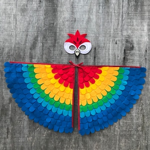 Disfraz de loro guacamayo rojo // Conjunto de disfraz de loro // Alas y máscara de guacamayo // Diversión voladora con aleteo // Árbol + enredadera /