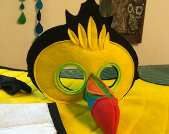 Toucan Costume/ Wings and Mask / 2pc set/ Toucan Disguise /  handmade in USA / soft wings and detailed mask
