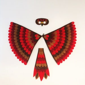 Red-Tailed Hawk Costume Set 3 Piece: Wings, Tail and Mask // Eco Friendly- Various Sizes / flappable flying fun!