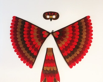 Red-Tailed Hawk Costume Set 3 Piece: Wings, Tail and Mask // Eco Friendly- Various Sizes / flappable flying fun!
