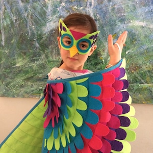 Magical OWL COSTUME, Wings and Mask: Many sizes // Soft and Flappable // Eco Friendly!
