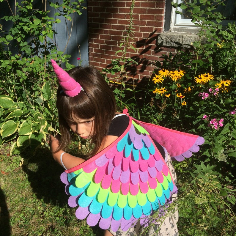 Flying Unicorn Costume Set / Alicorn Costume / Vibrant colors / Wings and horn set / Flying Unicorn costume / Unicorn Cosplay / Tree Vine image 3