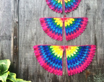 Rainbow Wings // Pink Rainbow // Alicorn wings // Be a rainbow bird!// Costume wings // soft and flappable // Made in the USA // Tree + Vine