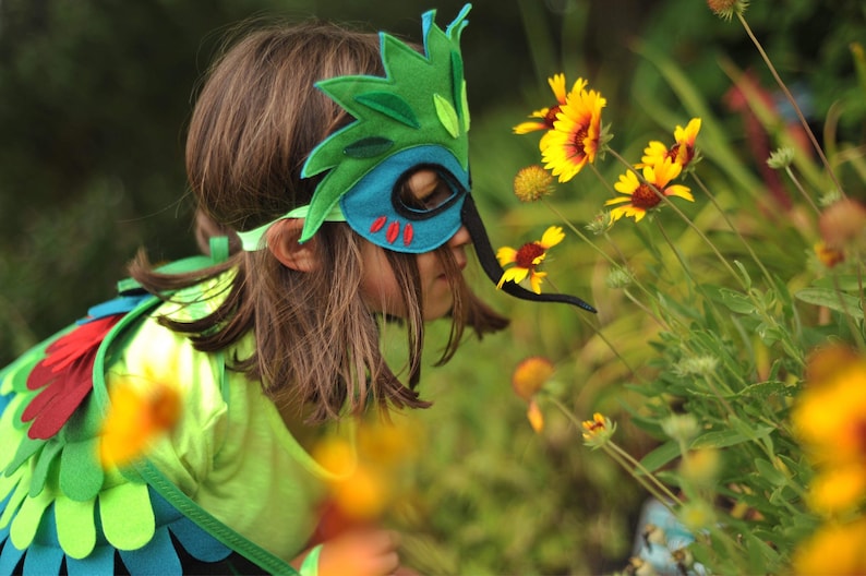 Hummingbird Costume // 3 pc set // Mask, Wings & Tail // Hummingbird Gift, Eco Friendly, So Much Fun // Tree Vine image 6