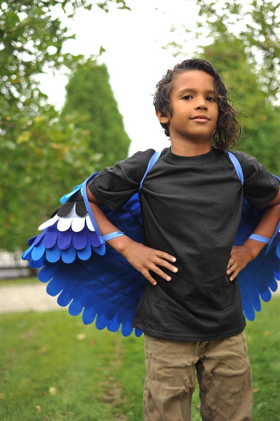 Blue Jay Costume Set / Wings and Mask / Kids Bird Costume / Adult