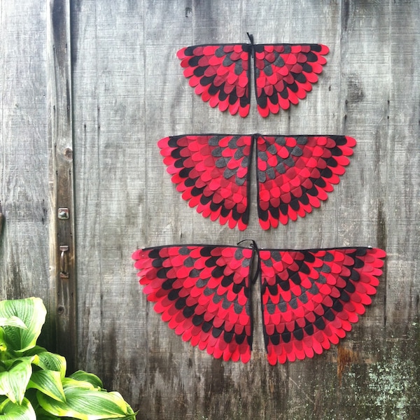 Magical Creature Wings // Costume Wings //  red bird,  cardinal, red womgs- Eco Friendly, Flying Fun