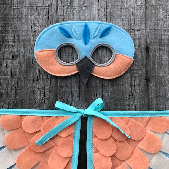 BadPiggies Bird Costume Wings with Mask Kids Felt Cape Dress up Halloween  Cosplay Party Boys Girls Favors (Blue) 