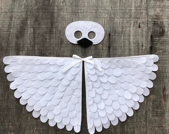 Baby Swan Costume / Wings and Mask / Gosling Costume / White Baby Duck Disguise / Child and Adult sizes // Eco Friendly! Made in the USA