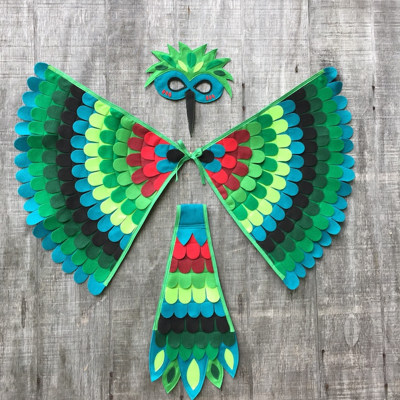 Hummingbird Costume // 3 pc set // Mask, Wings & Tail // Hummingbird Gift, Eco Friendly, So Much Fun // Tree Vine image 1