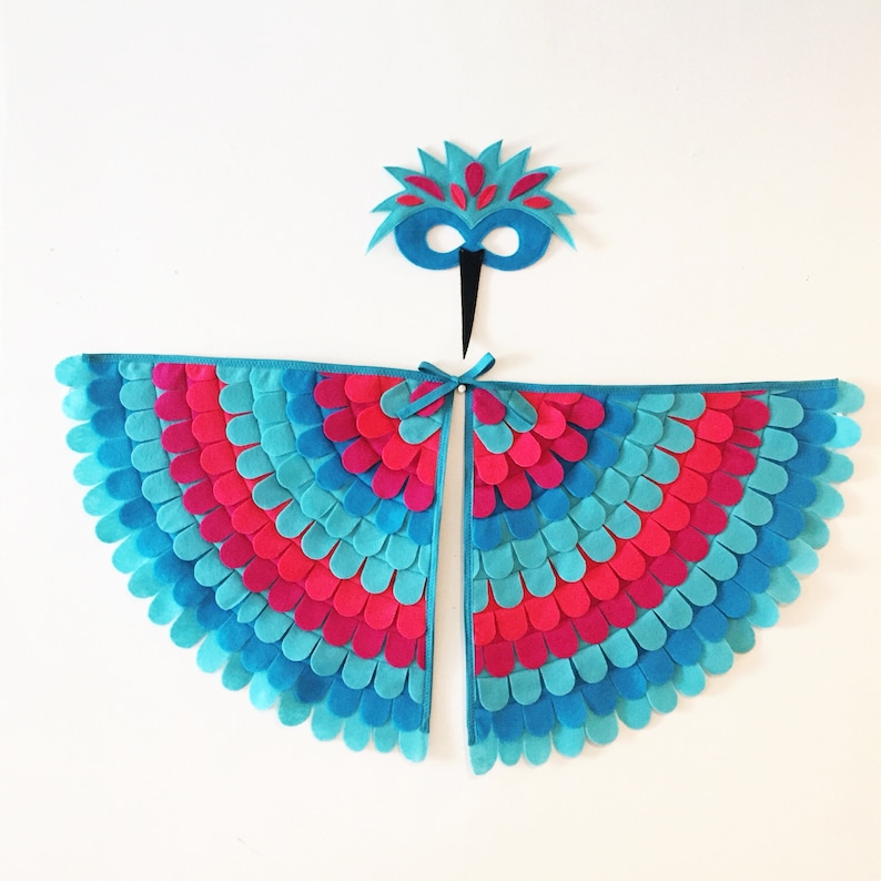 Hummingbird Costume // Pink and Turquoise // Soft Flappable Wings // Mask & Wings, Hummingbird Gift, Flit Costume // Tree Vine image 1