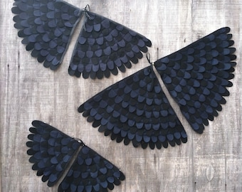 Raven Costume Wings / Crow Costume Wings / Black with navy accents / soft and flappable / bird costume / pretend wings / blackbird wings